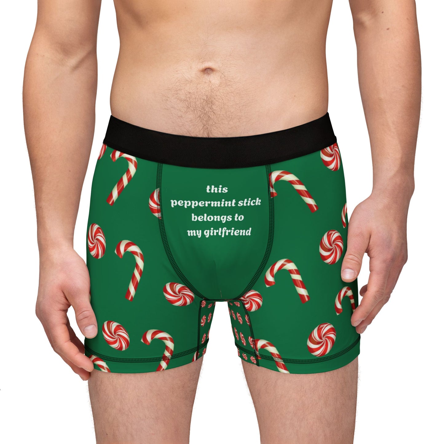 Men's Christmas Boxers, Festive Candy Cane Print, Perfect Holiday Gift, Christmas Pajamas, Stocking Stuffer Idea