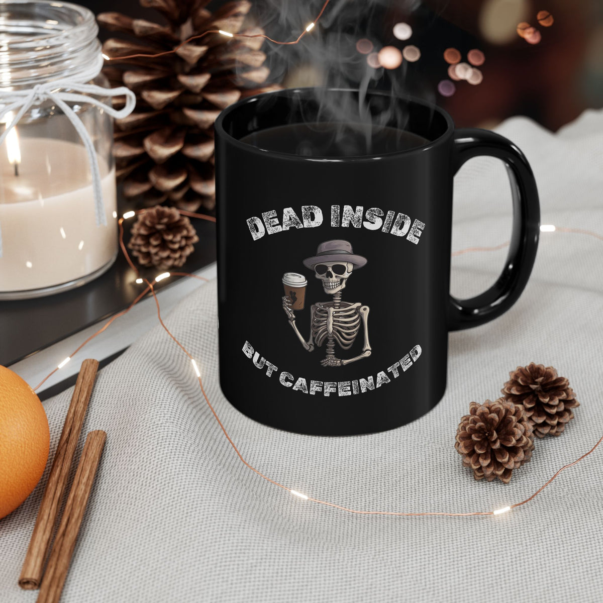 Skeleton Coffee Mug - Dead Inside but Caffeinated, Perfect Gift for Coffee Lovers, Halloween, Quirky Kitchen Decor, Dark Humor Mug