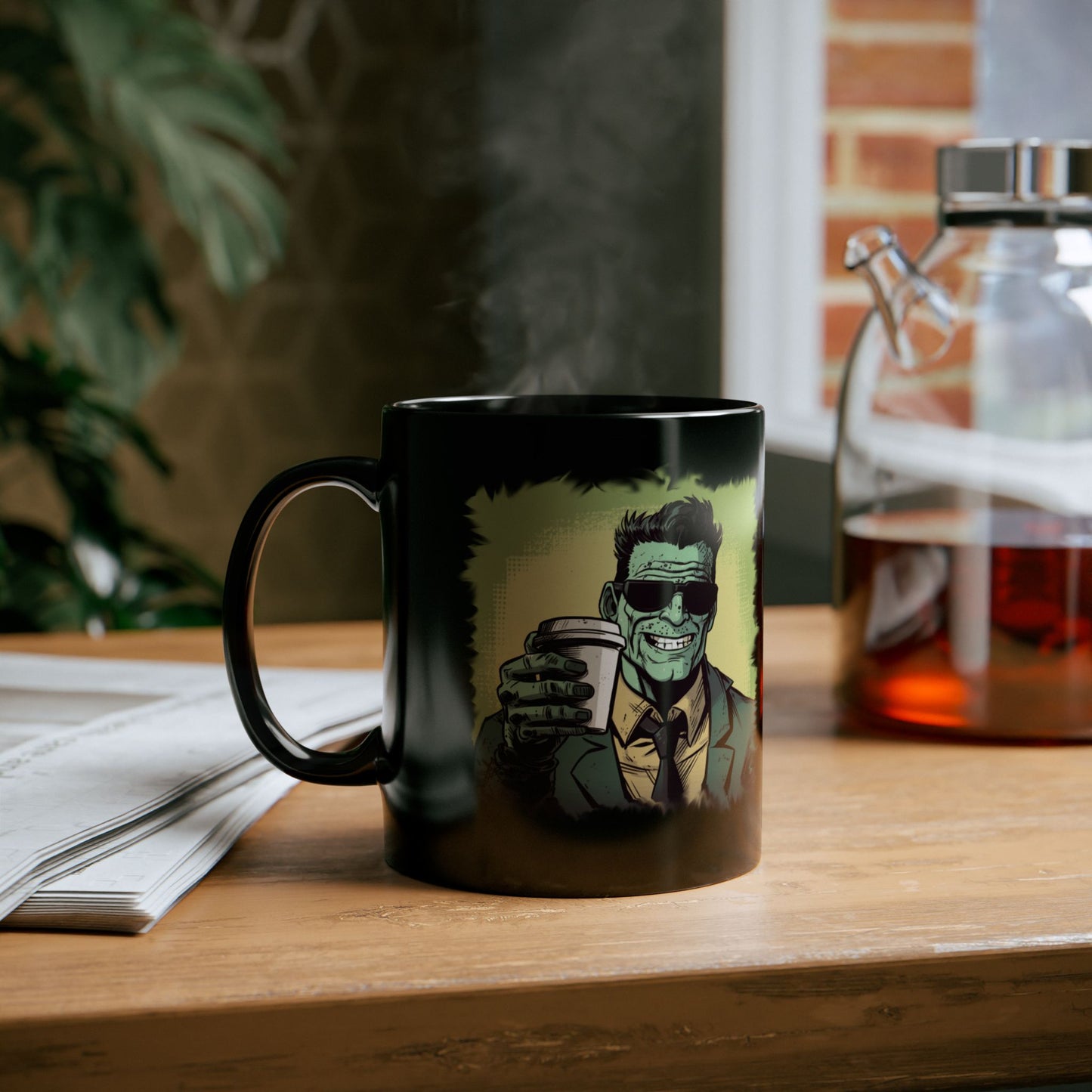 Frankenstein Coffee Mug - Coffee Makes me less of an Asshole, Perfect Gift for Coffee Lovers, Halloween, Quirky Kitchen Decor, Dark Humor Mug