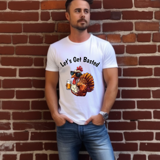 Let’s Get Basted Thanksgiving Shirt – Beer Lover Turkey Graphic Tee, Funny Turkey Day Drinking Shirt, Friendsgiving Humor Gift