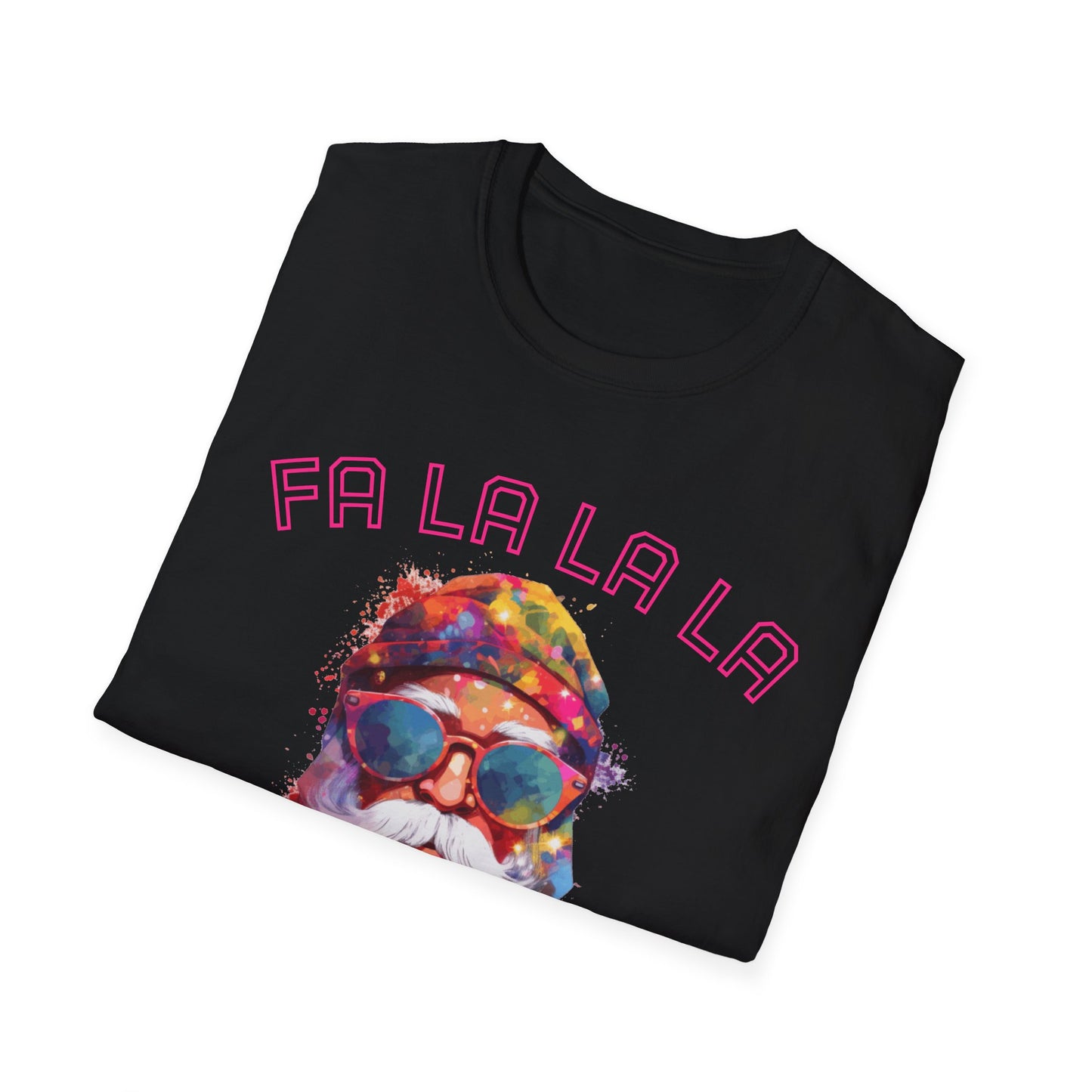 Psychedelic Santa T-Shirt | Fa La La La Faded | Colorful Retro Beard & Sunglasses Tee | Christmas Tee