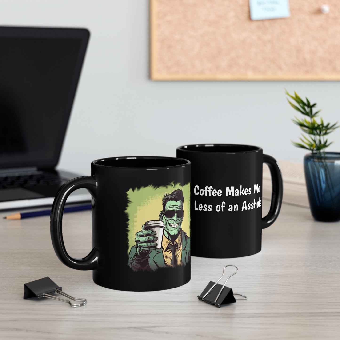 Frankenstein Coffee Mug - Coffee Makes me less of an Asshole, Perfect Gift for Coffee Lovers, Halloween, Quirky Kitchen Decor, Dark Humor Mug